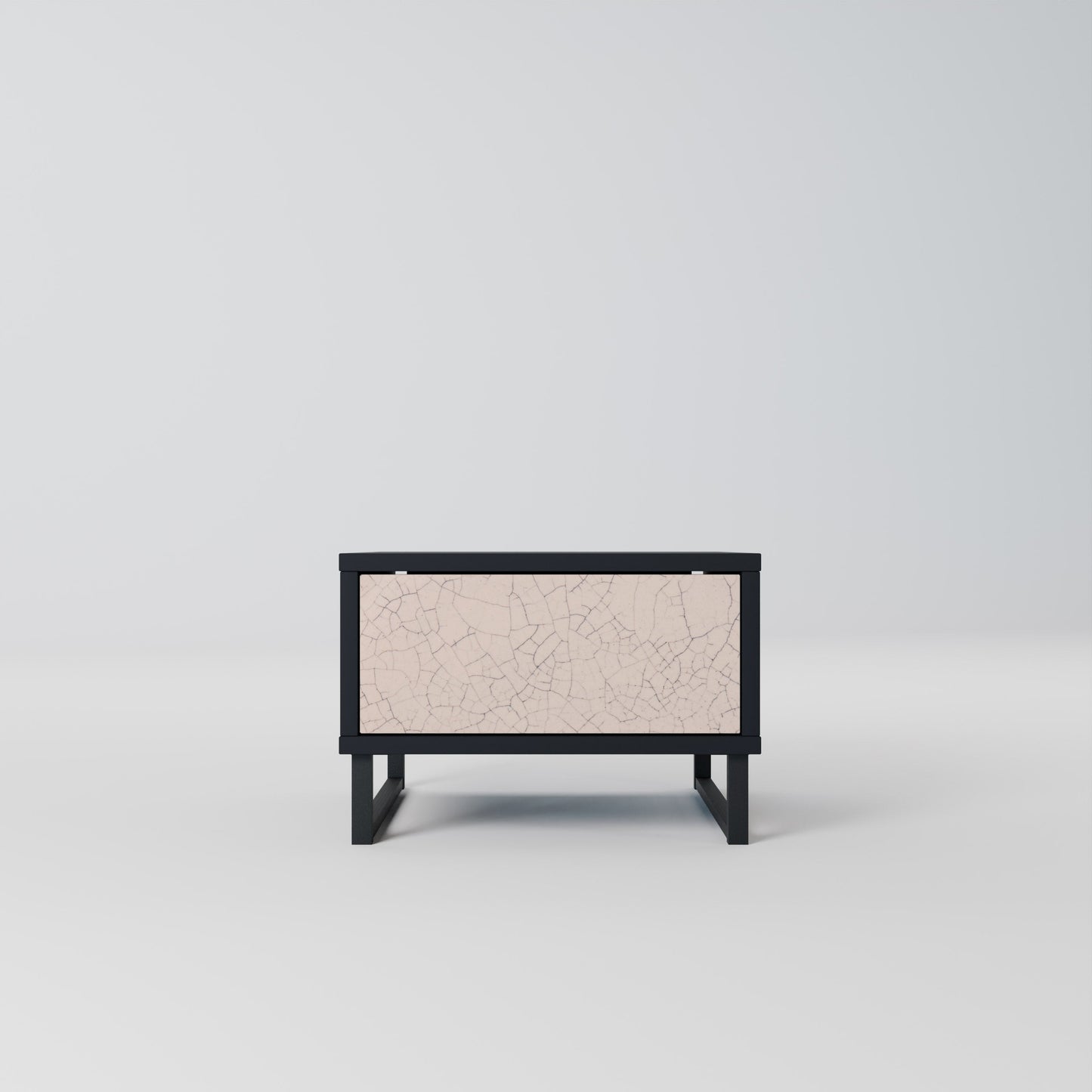 Comodino con texture in ceramica, finitura nera