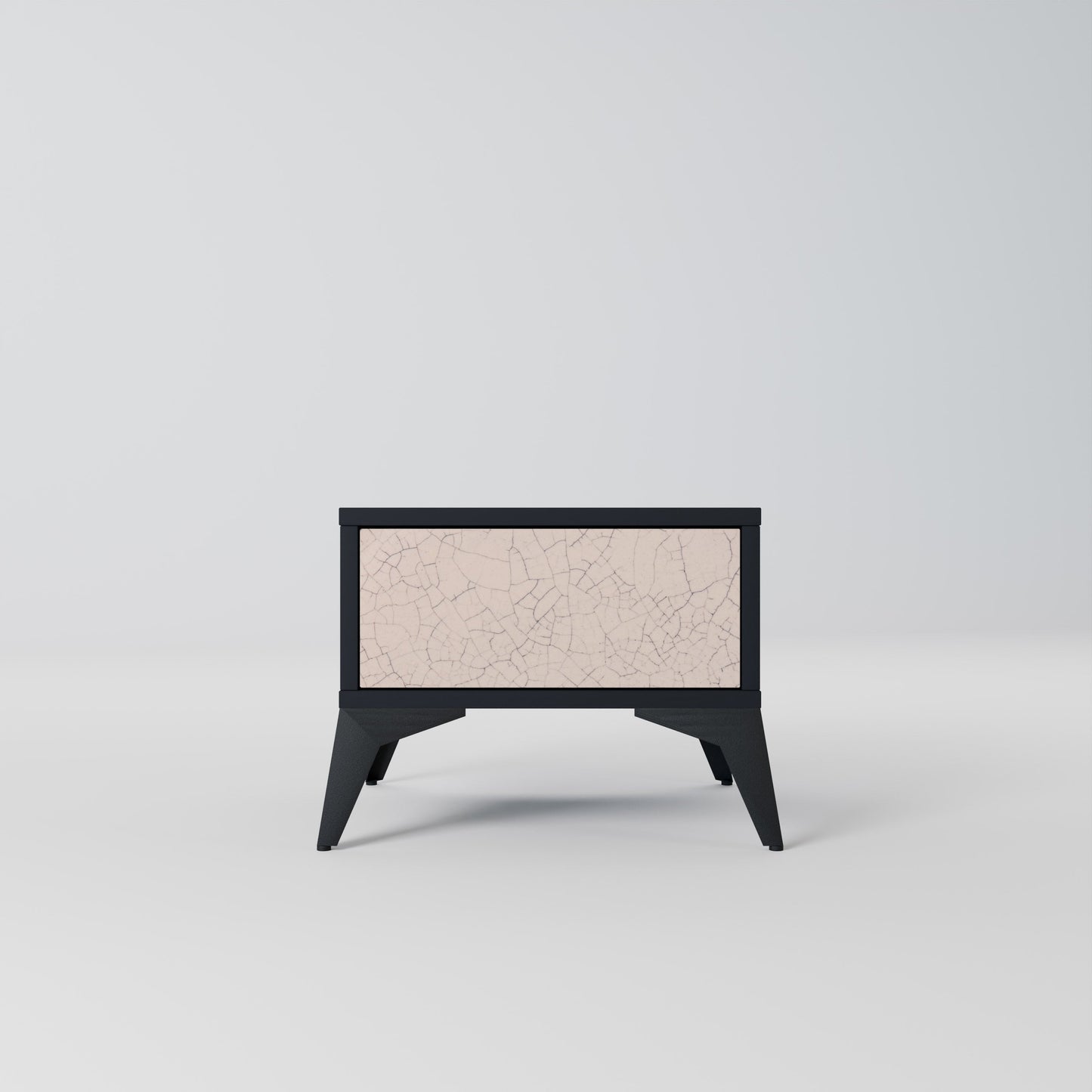 Comodino con texture in ceramica, finitura nera