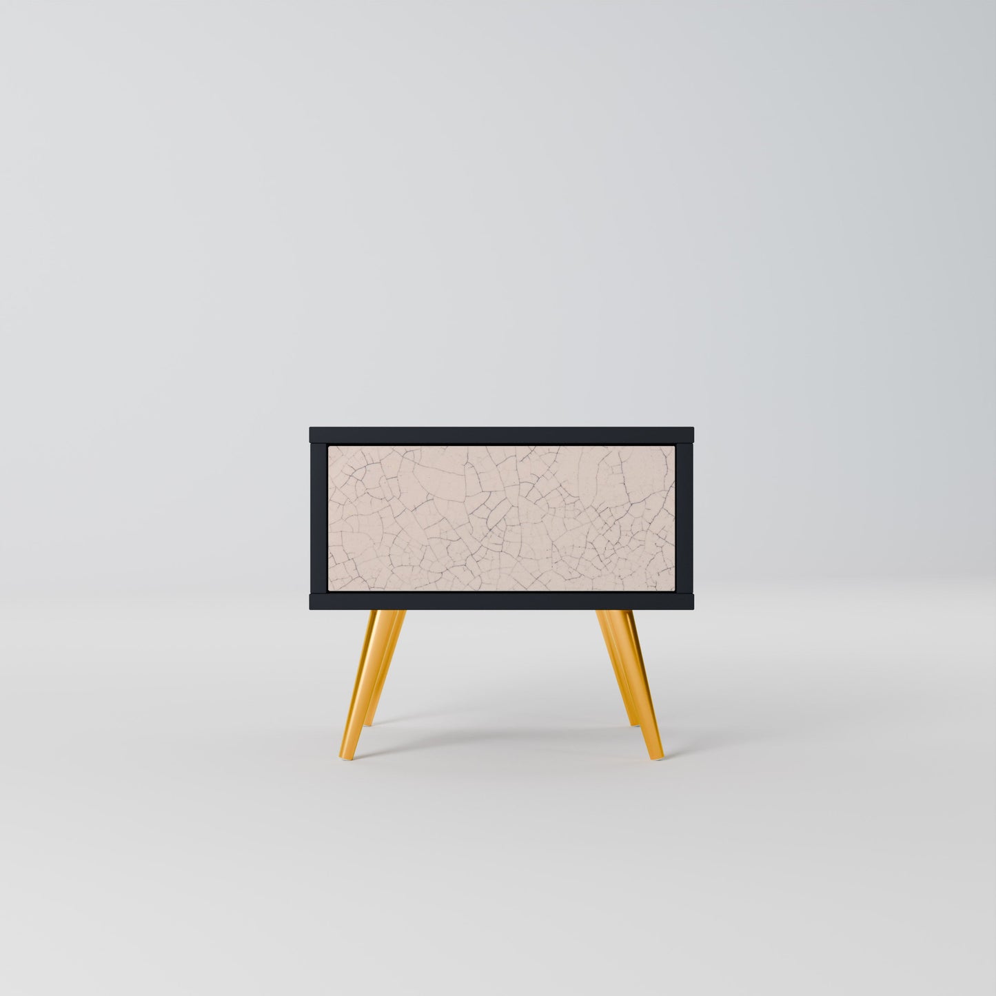 Comodino con texture in ceramica, finitura nera