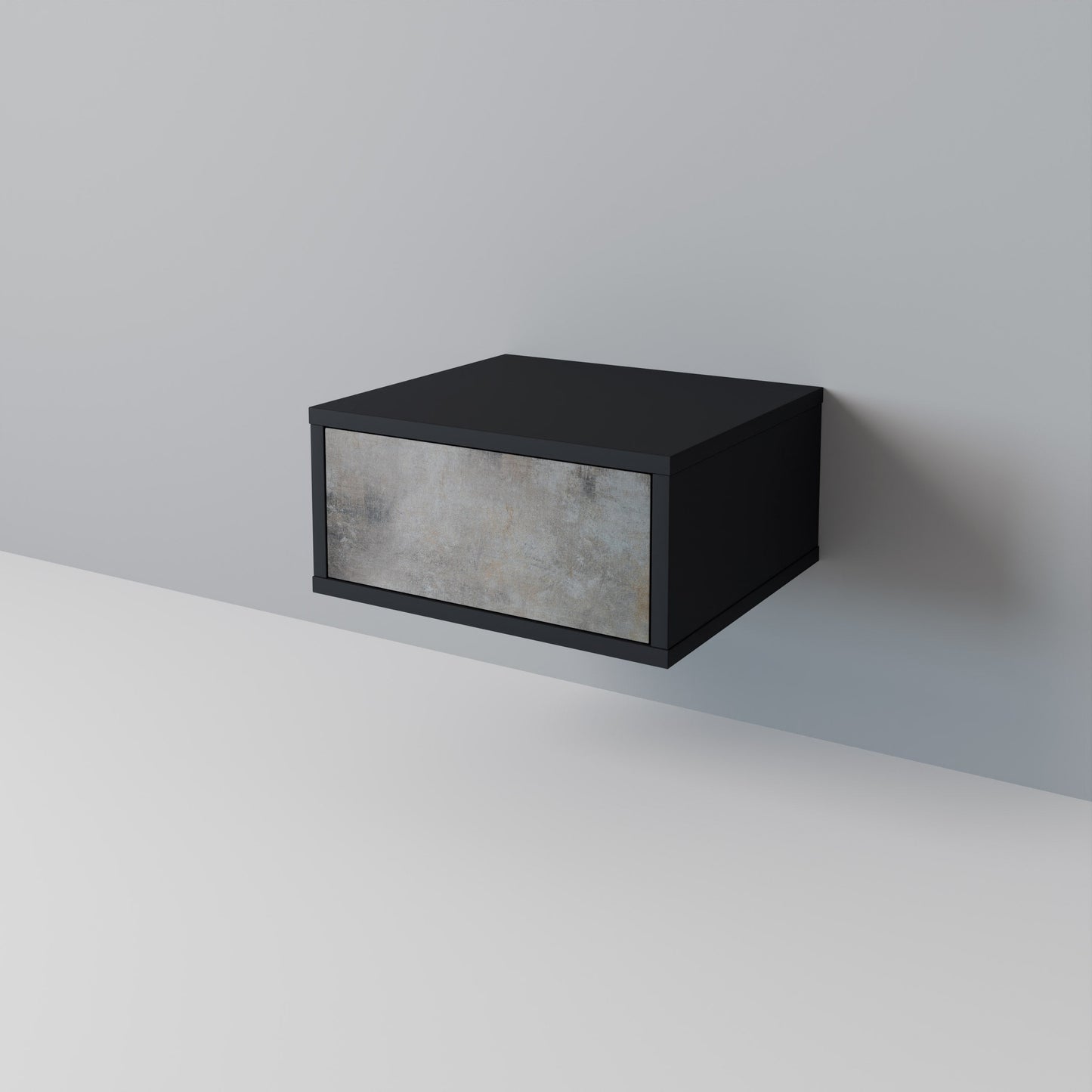 Comodino CONCRETE WALL in finitura nera