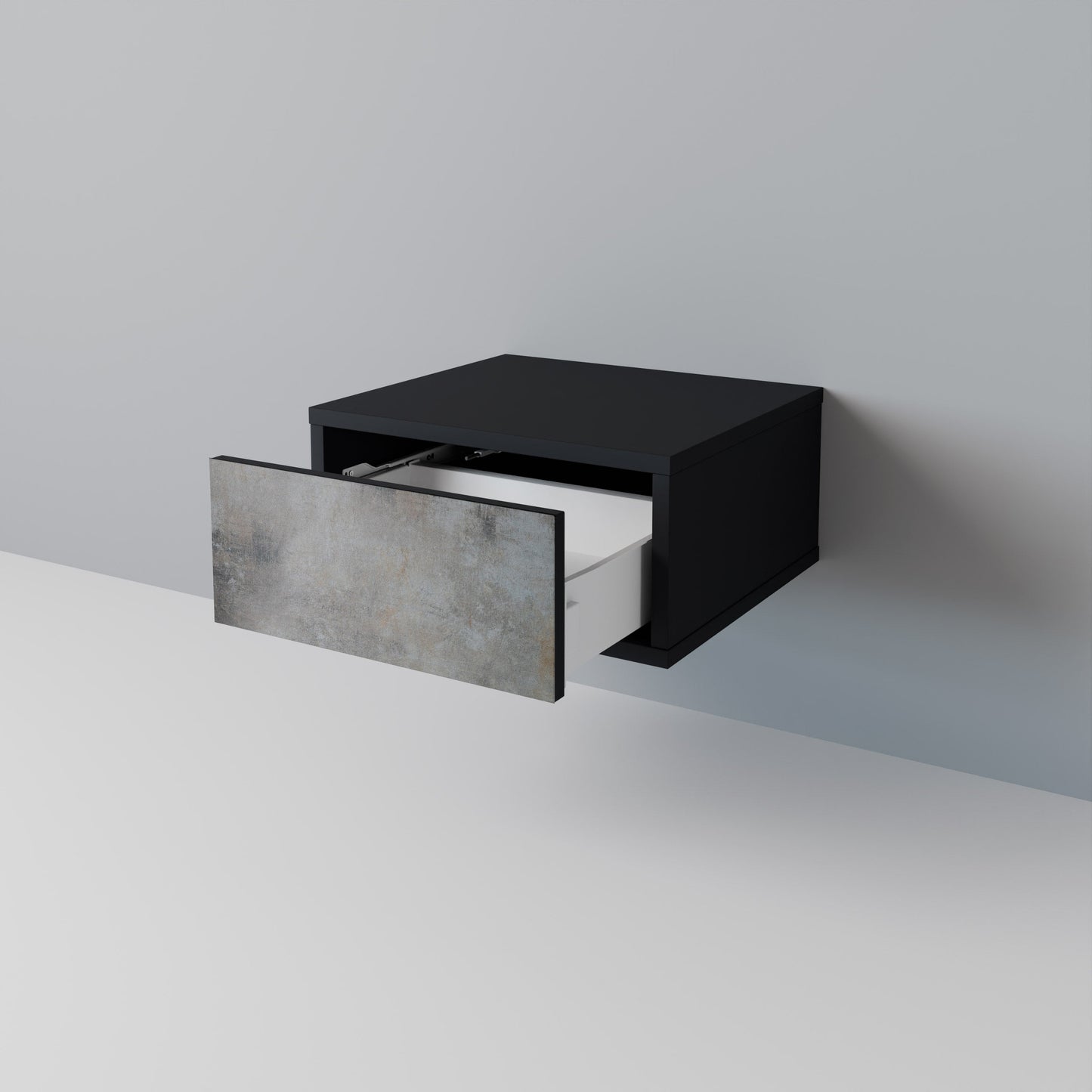 Comodino CONCRETE WALL in finitura nera