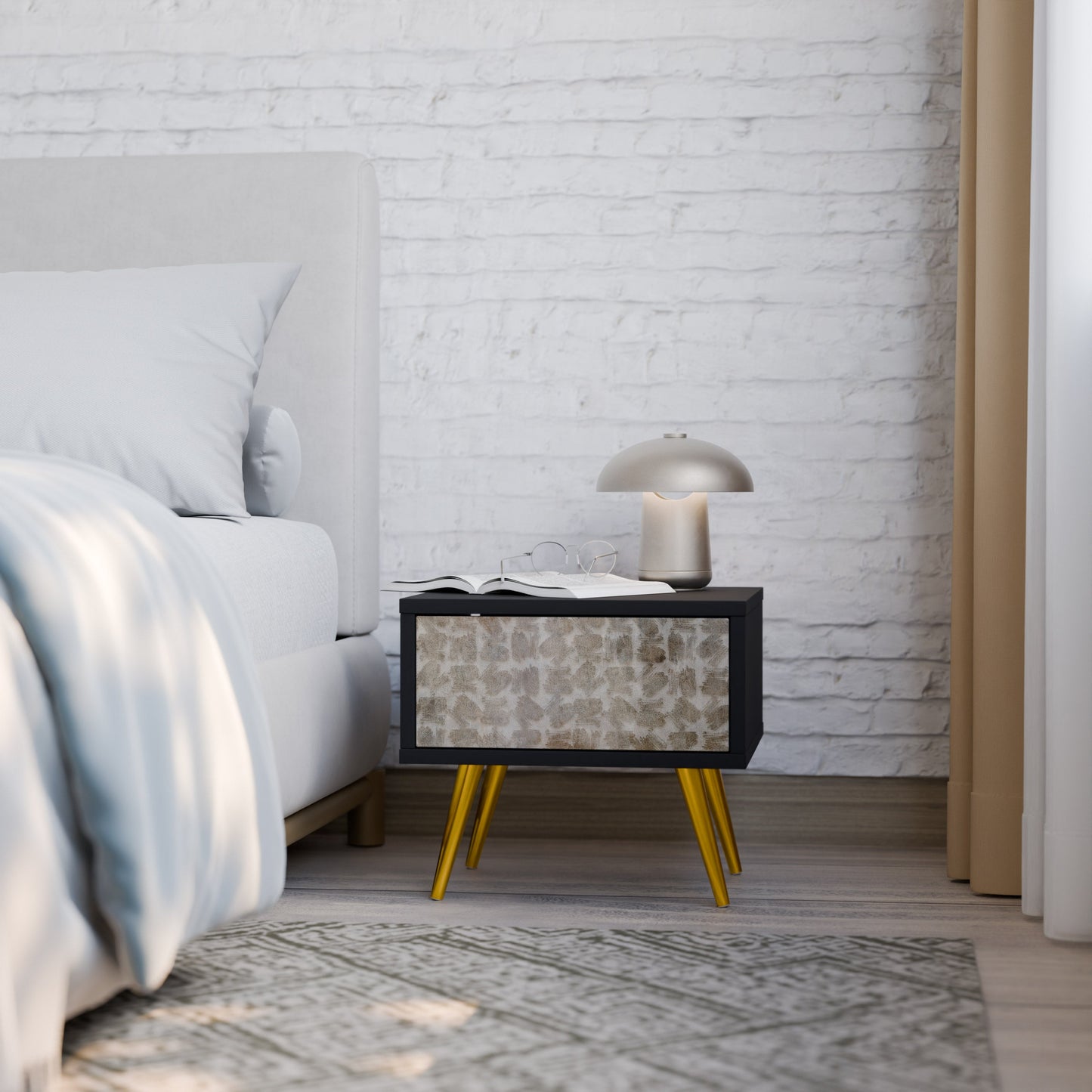 SLIGHTLY BLURRED Nightstand in Black Finish