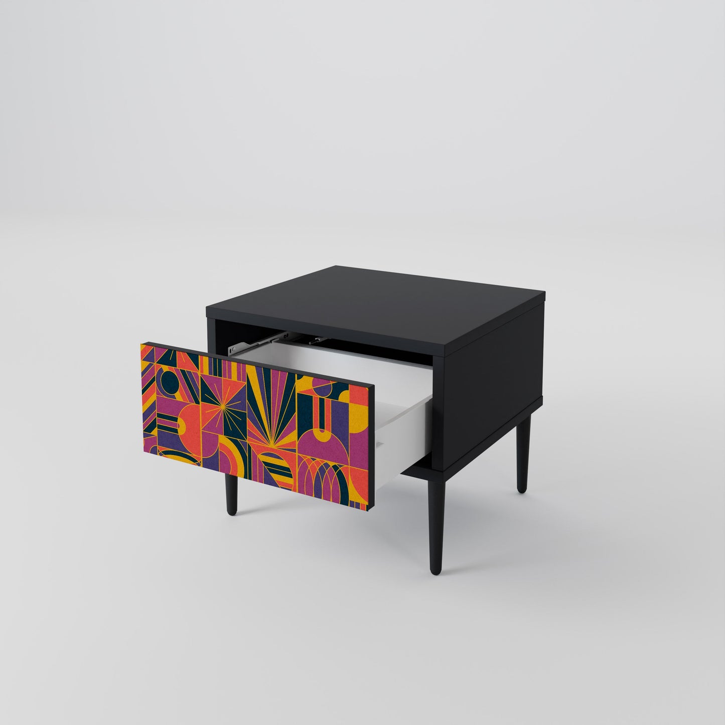 ELECTRIC PATTERNS Nightstand in Black Finish