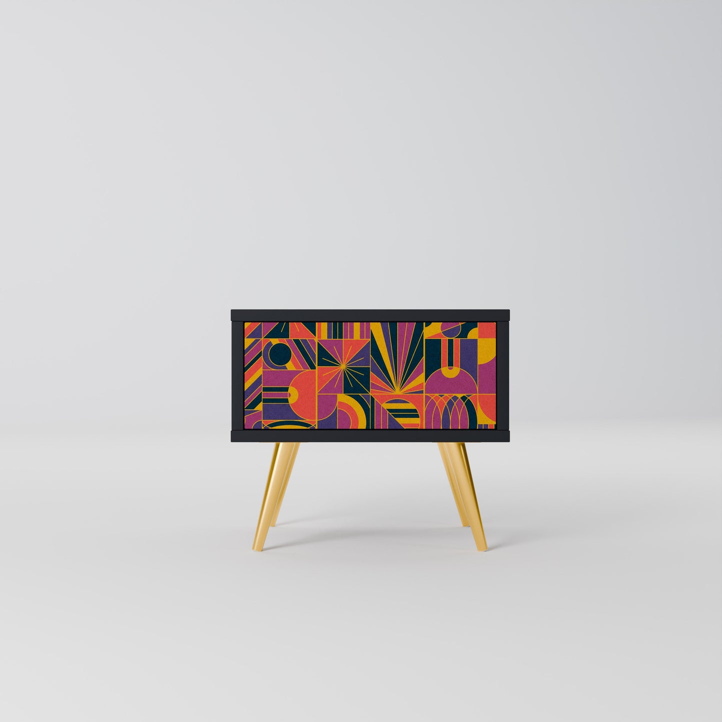 ELECTRIC PATTERNS Nightstand in Black Finish