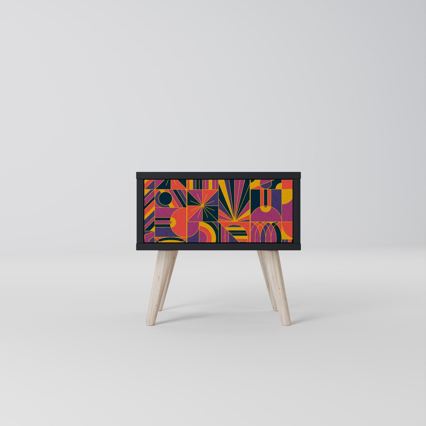 ELECTRIC PATTERNS Nightstand in Black Finish