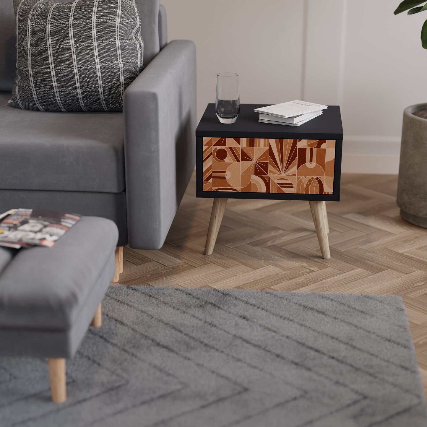 PRISM MOSAIC Nightstand in Black Finish