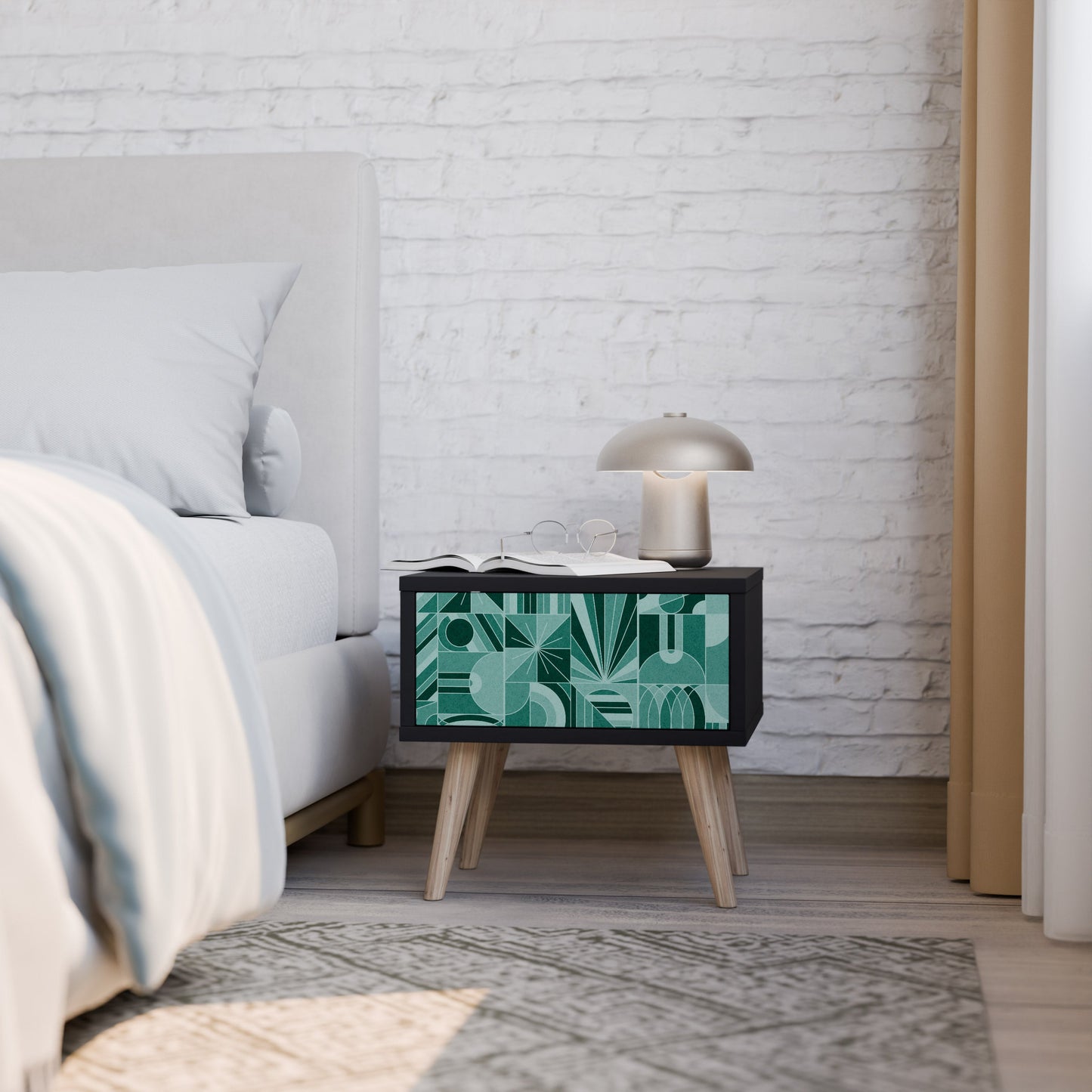 HARMONIC GRID Nightstand in Black Finish