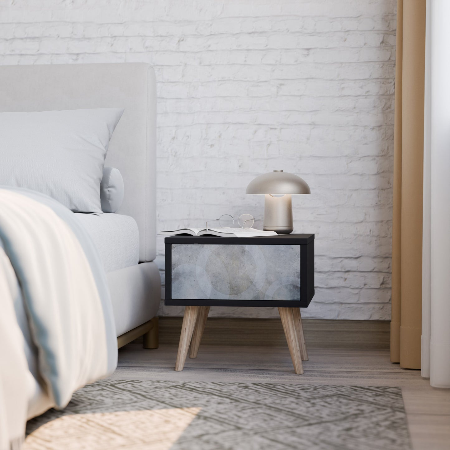 MUTED ARC Nightstand in Black Finish