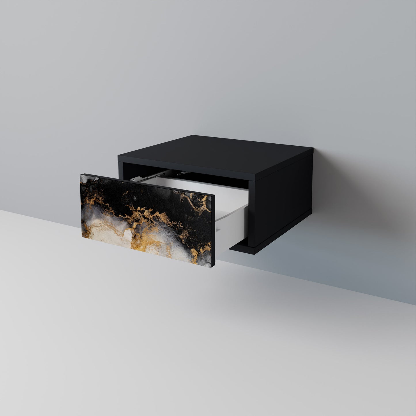 MARBLE OF TOMMORROW Nightstand in Black Finish