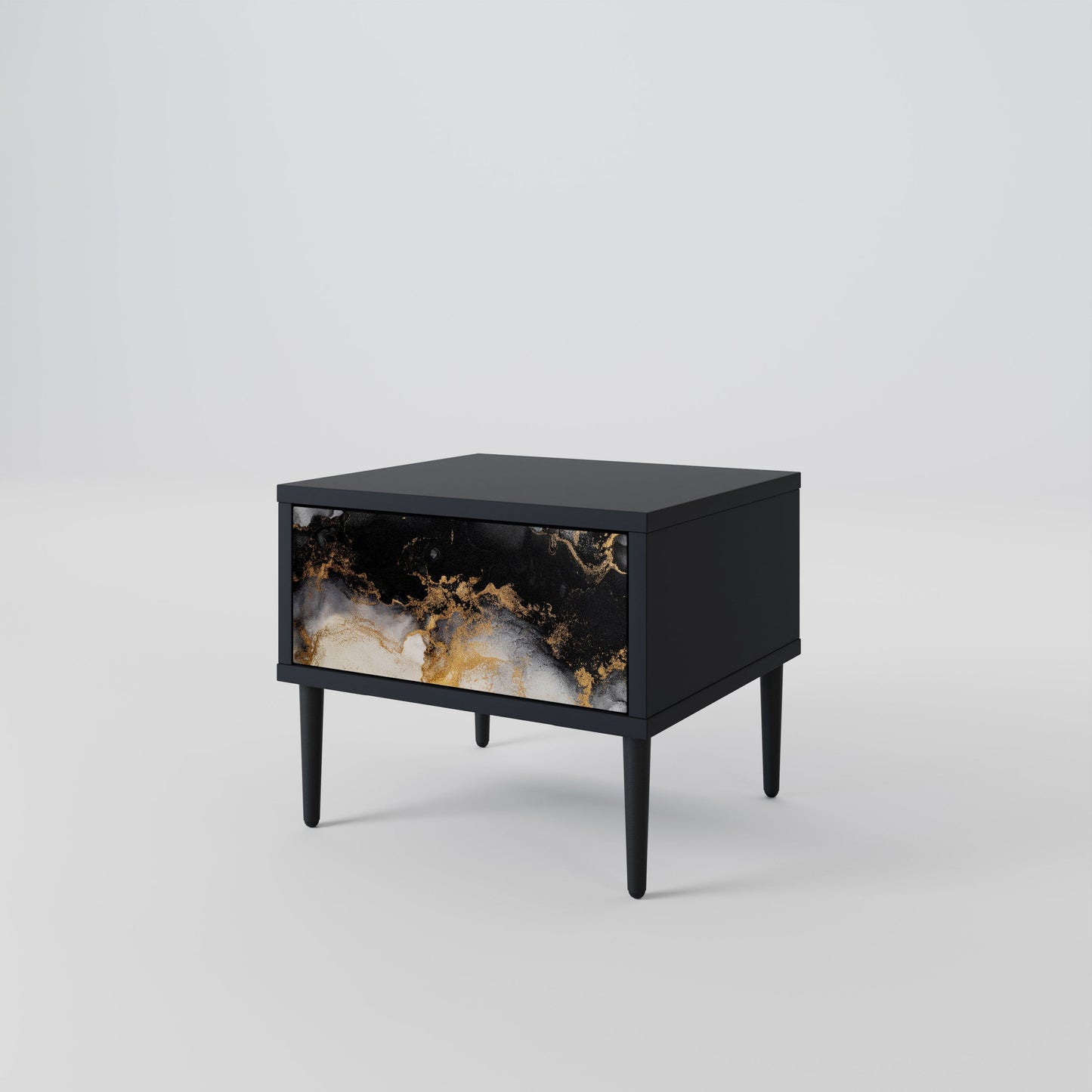MARBLE OF TOMMORROW Nightstand in Black Finish