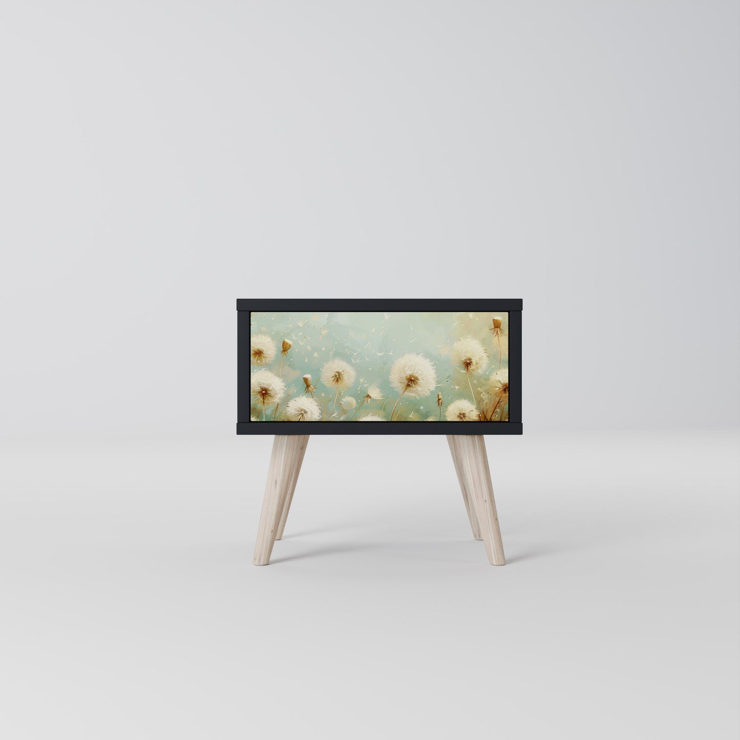 DREAMY MEADOW Nightstand in Black Finish