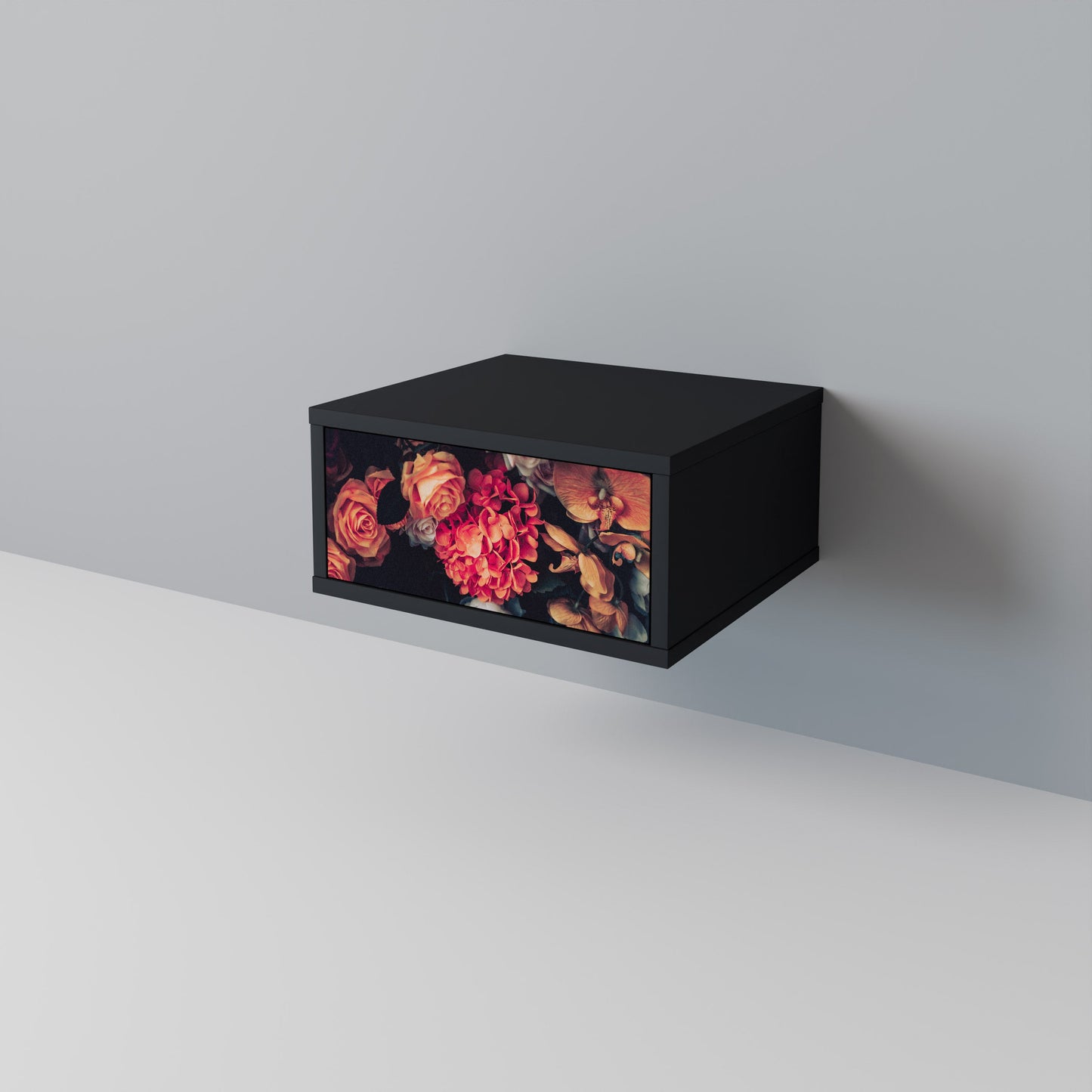NEVERENDING BLOOM Nightstand in Black Finish