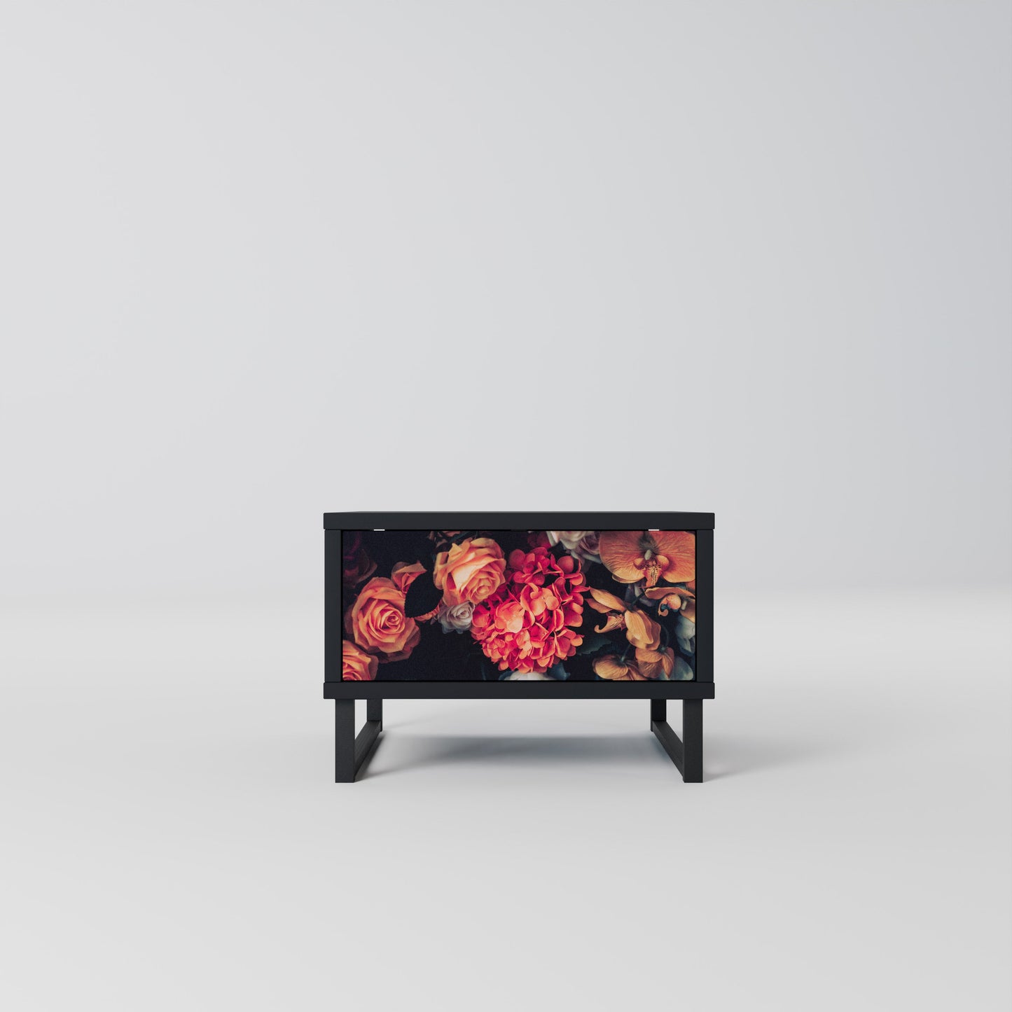 NEVERENDING BLOOM Nightstand in Black Finish