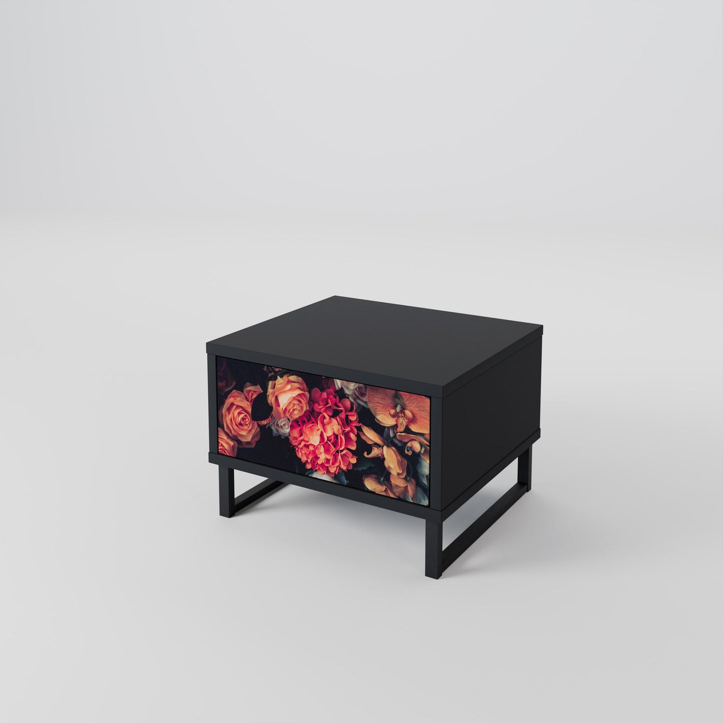 NEVERENDING BLOOM Nightstand in Black Finish
