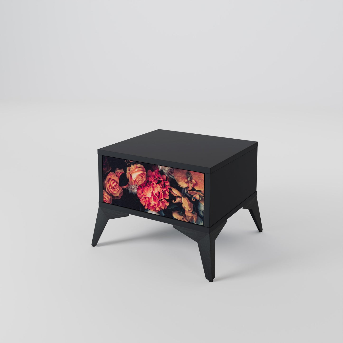NEVERENDING BLOOM Nightstand in Black Finish