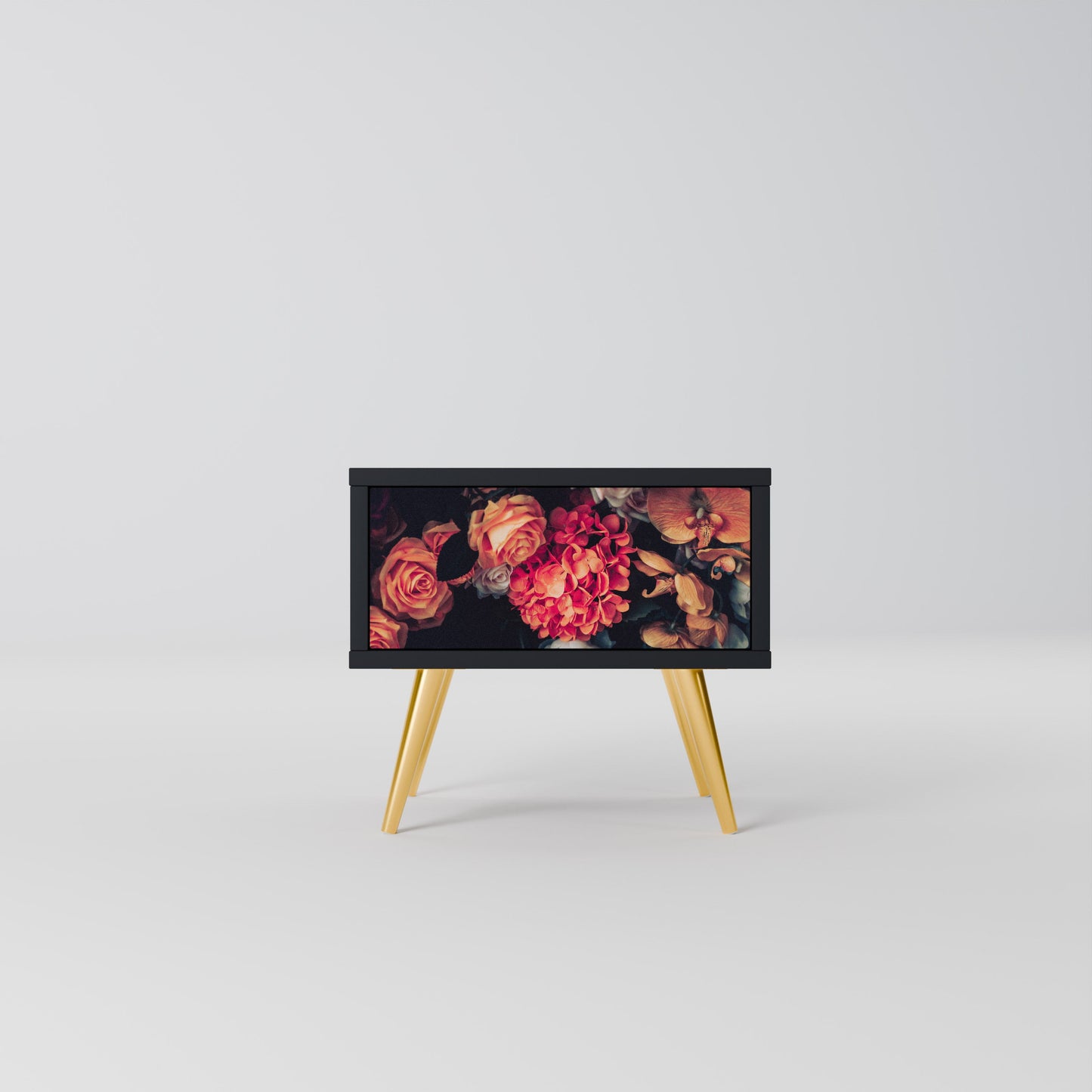 NEVERENDING BLOOM Nightstand in Black Finish