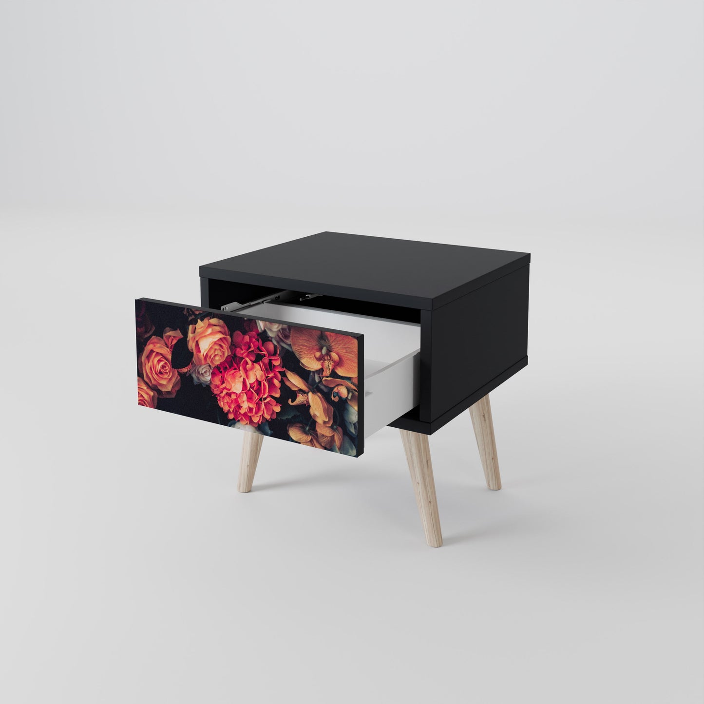 NEVERENDING BLOOM Nightstand in Black Finish