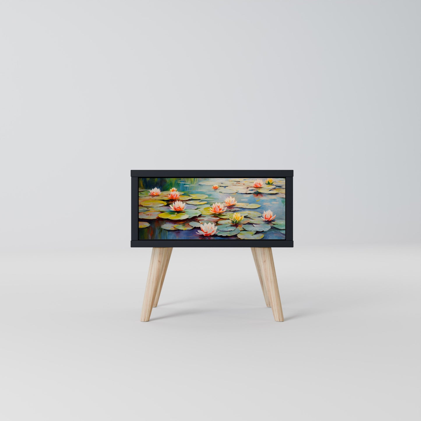 BLOOMING WATERS Nightstand in Black Finish