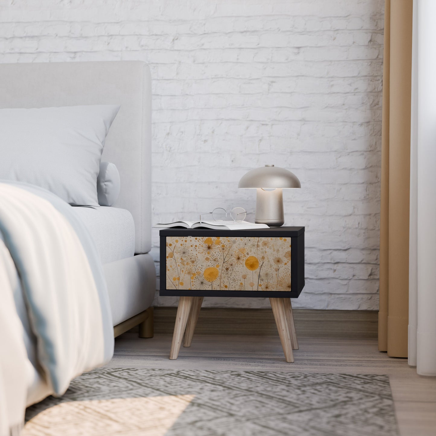 MORNING GLADE Nightstand in Black Finish