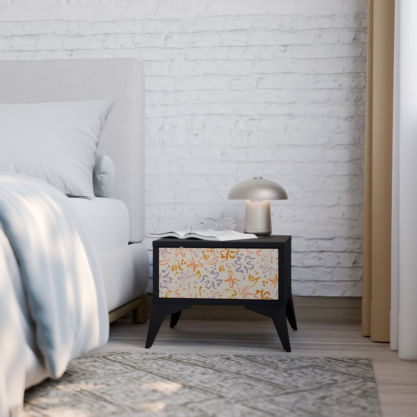 SPRING WHIMSY Nightstand in Black Finish