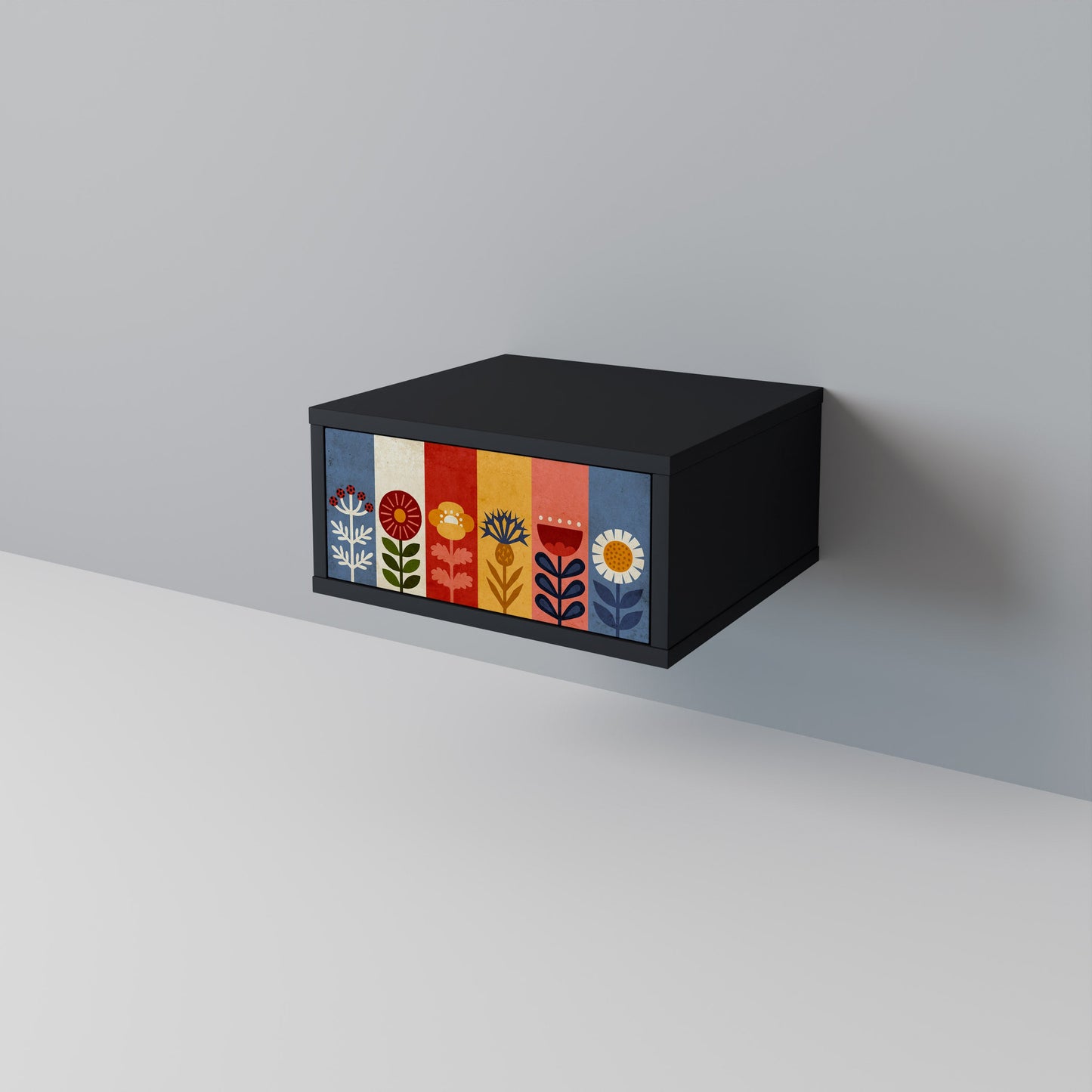 SCANDIC FLOWERET Nightstand in Black Finish