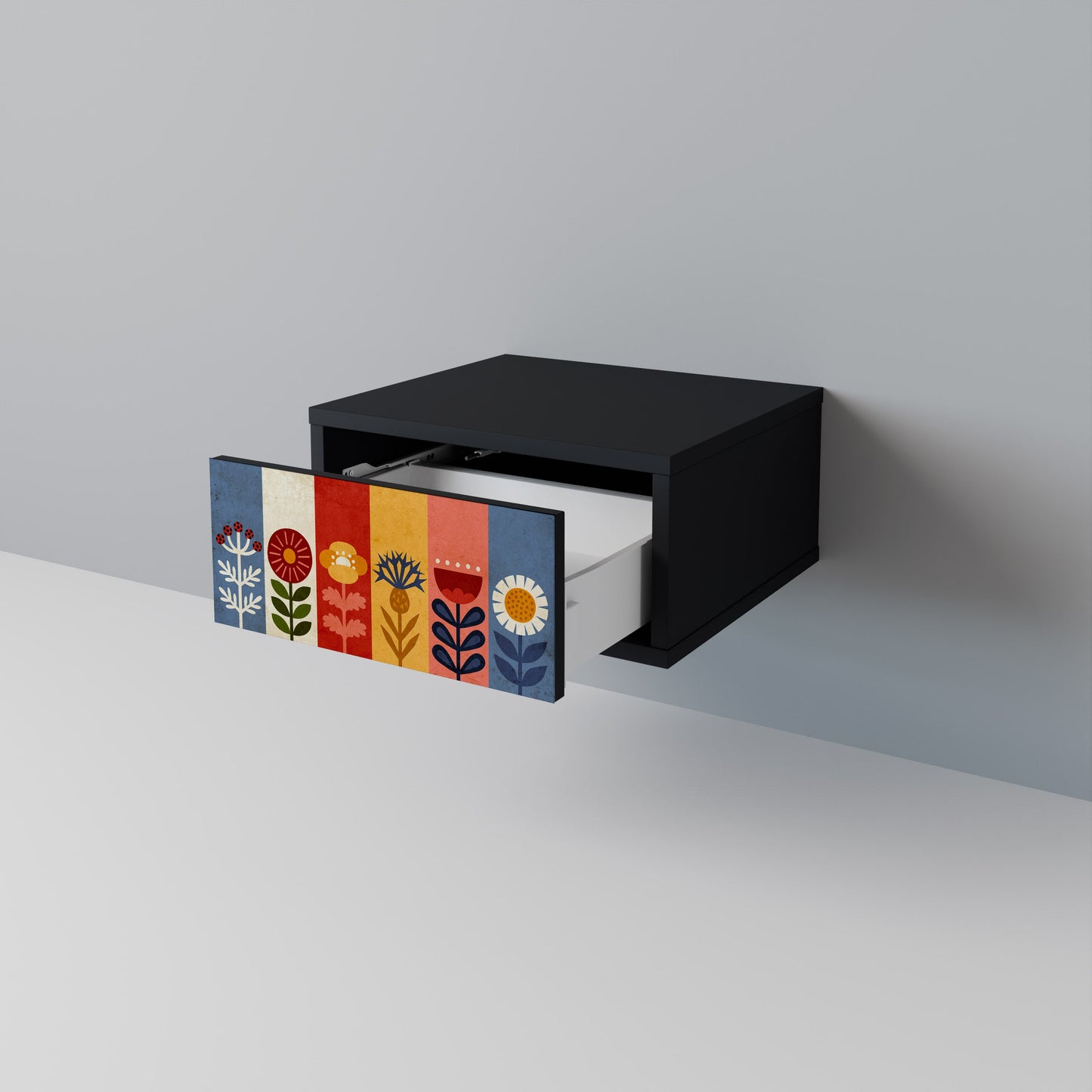 SCANDIC FLOWERET Nightstand in Black Finish