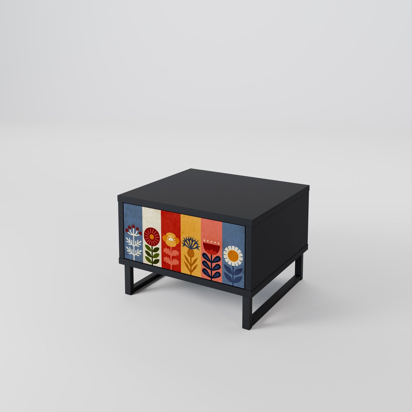 SCANDIC FLOWERET Nightstand in Black Finish