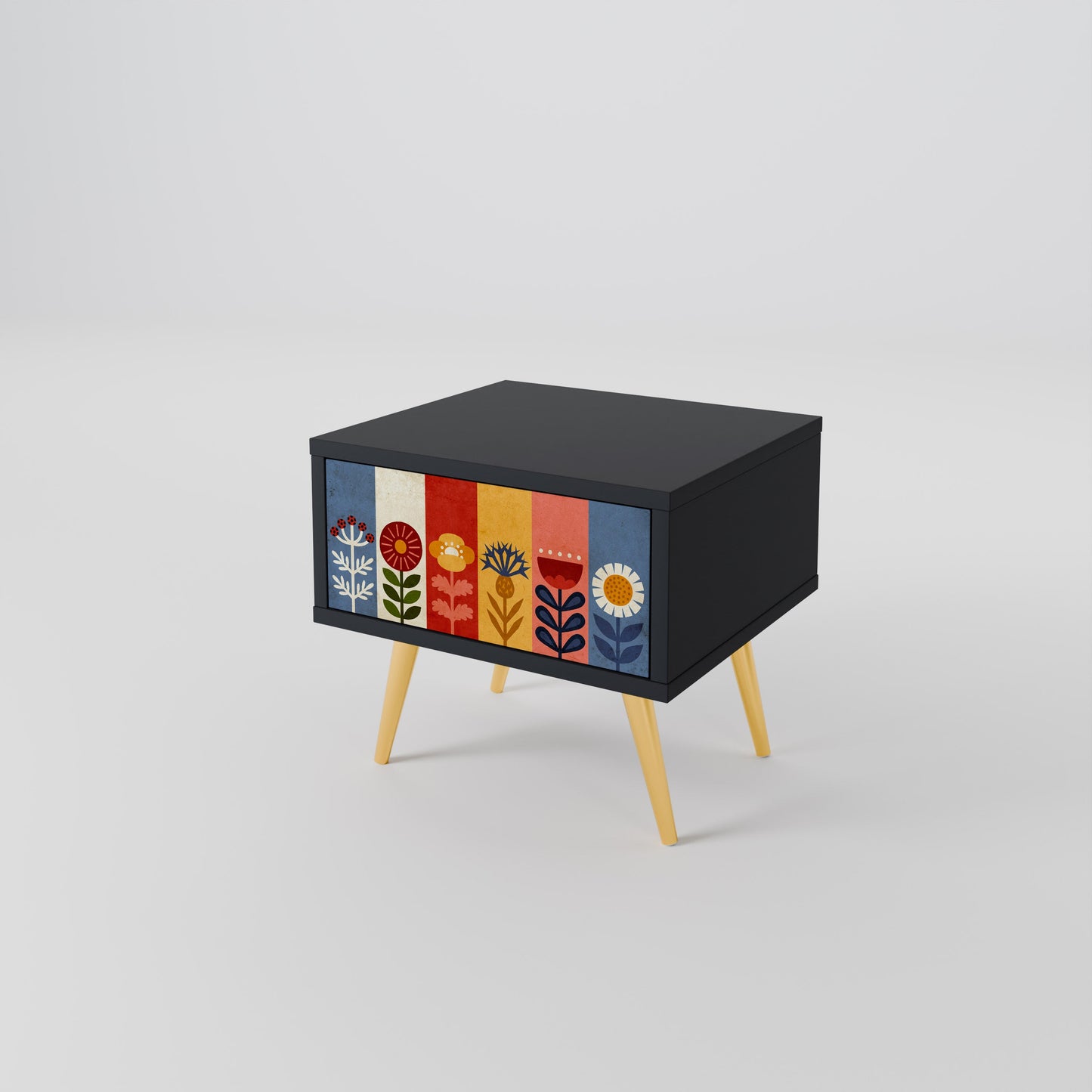 SCANDIC FLOWERET Nightstand in Black Finish