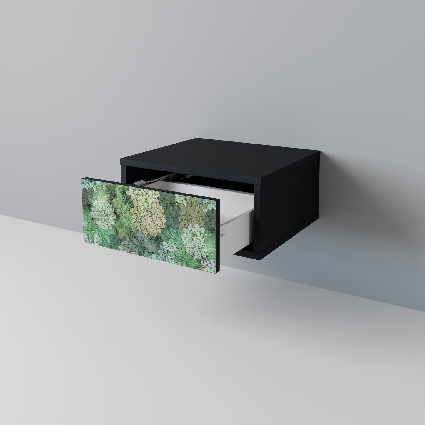 SUCCULENT CLUSTER Nightstand in Black Finish