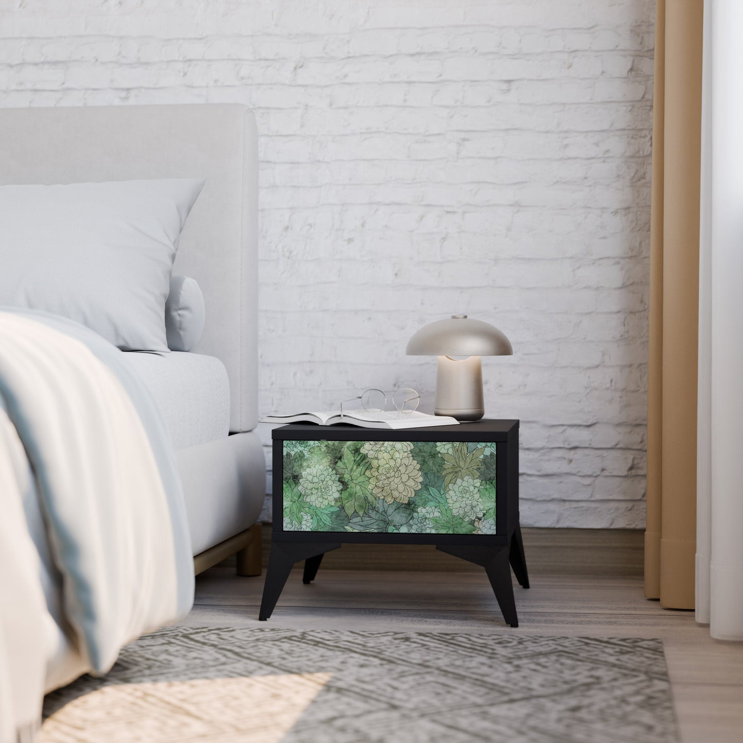 SUCCULENT CLUSTER Nightstand in Black Finish