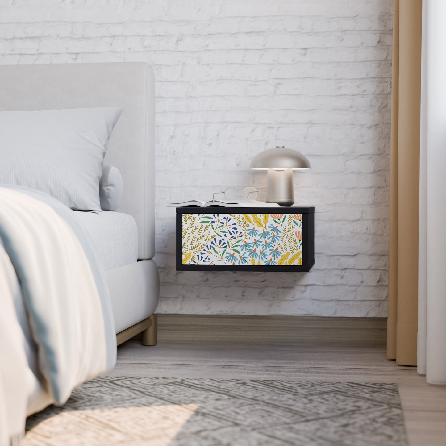 HELLO SPRING Nightstand in Black Finish