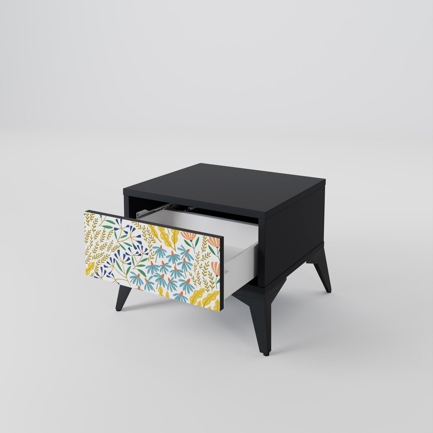 HELLO SPRING Nightstand in Black Finish