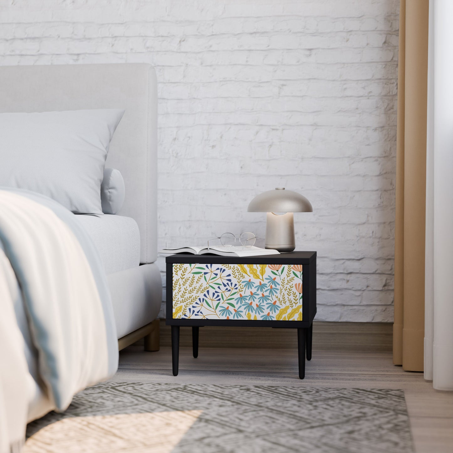 HELLO SPRING Nightstand in Black Finish