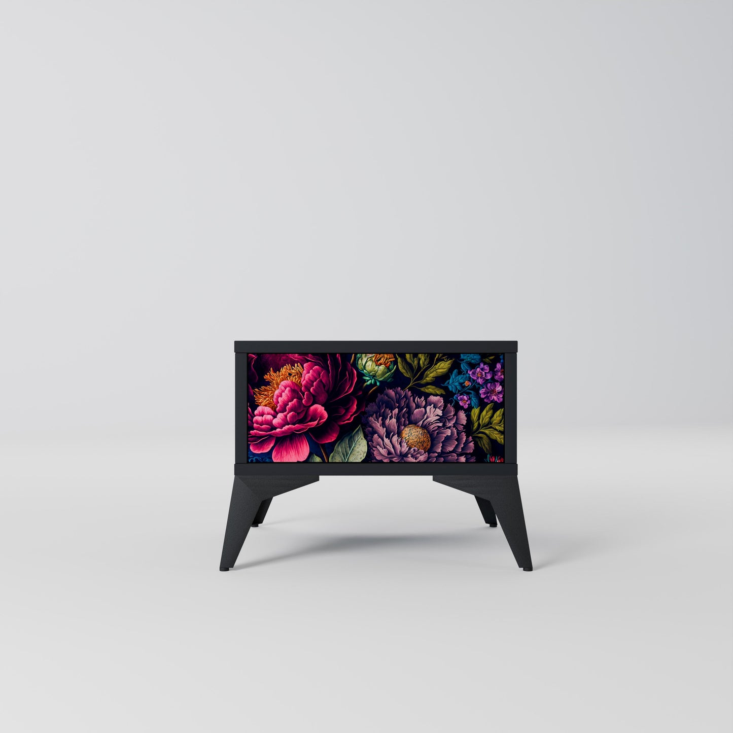 BLOOMING ELEGANCE Nightstand in Black Finish