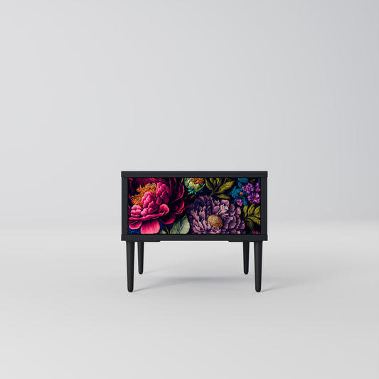 BLOOMING ELEGANCE Nightstand in Black Finish