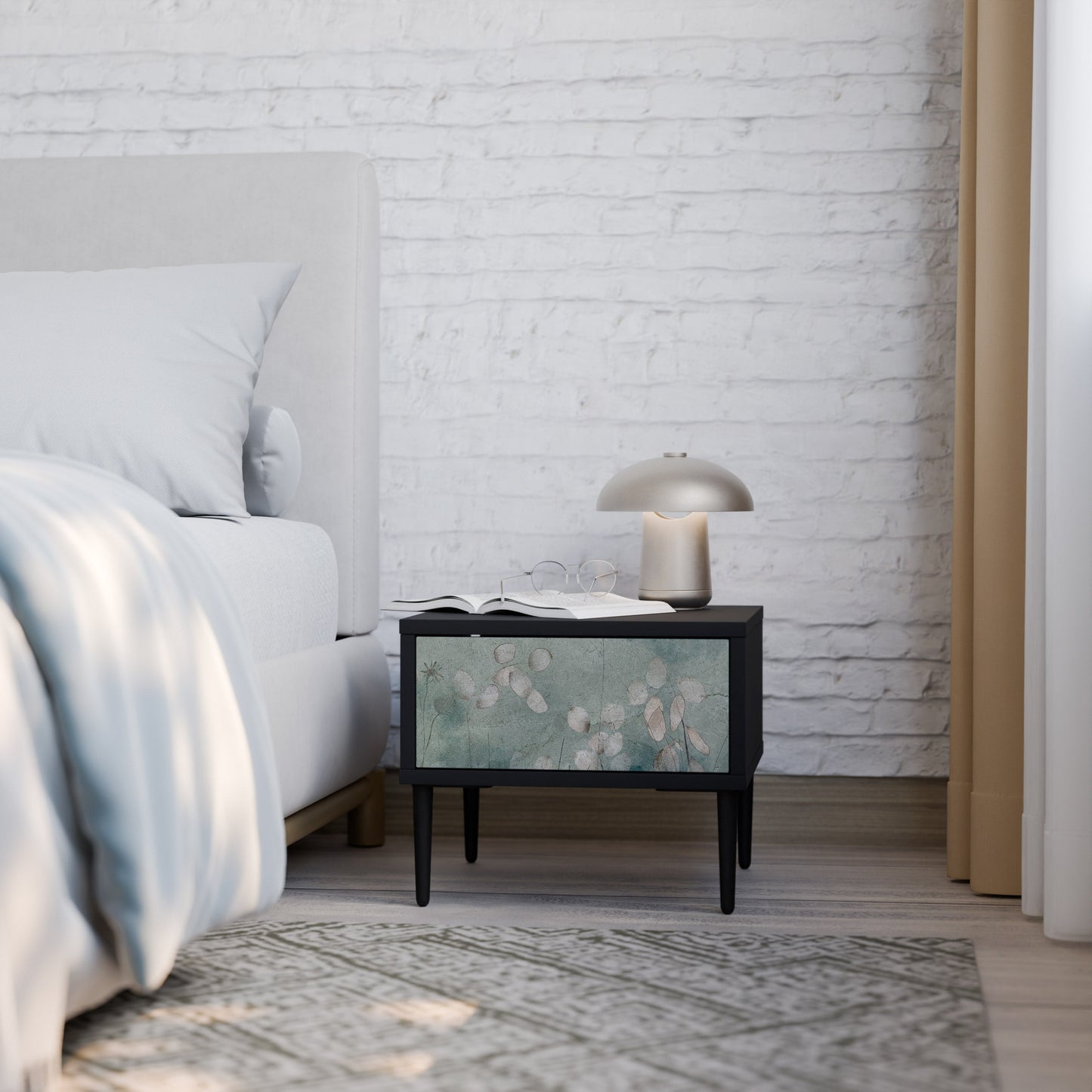 NIGHT LADY Nightstand in Black Finish