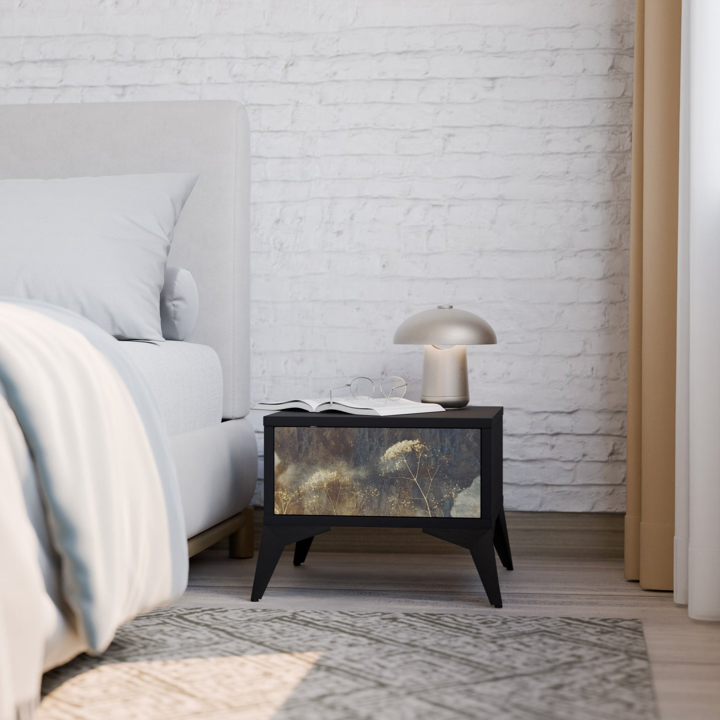 GENTLE POWER Nightstand in Black Finish