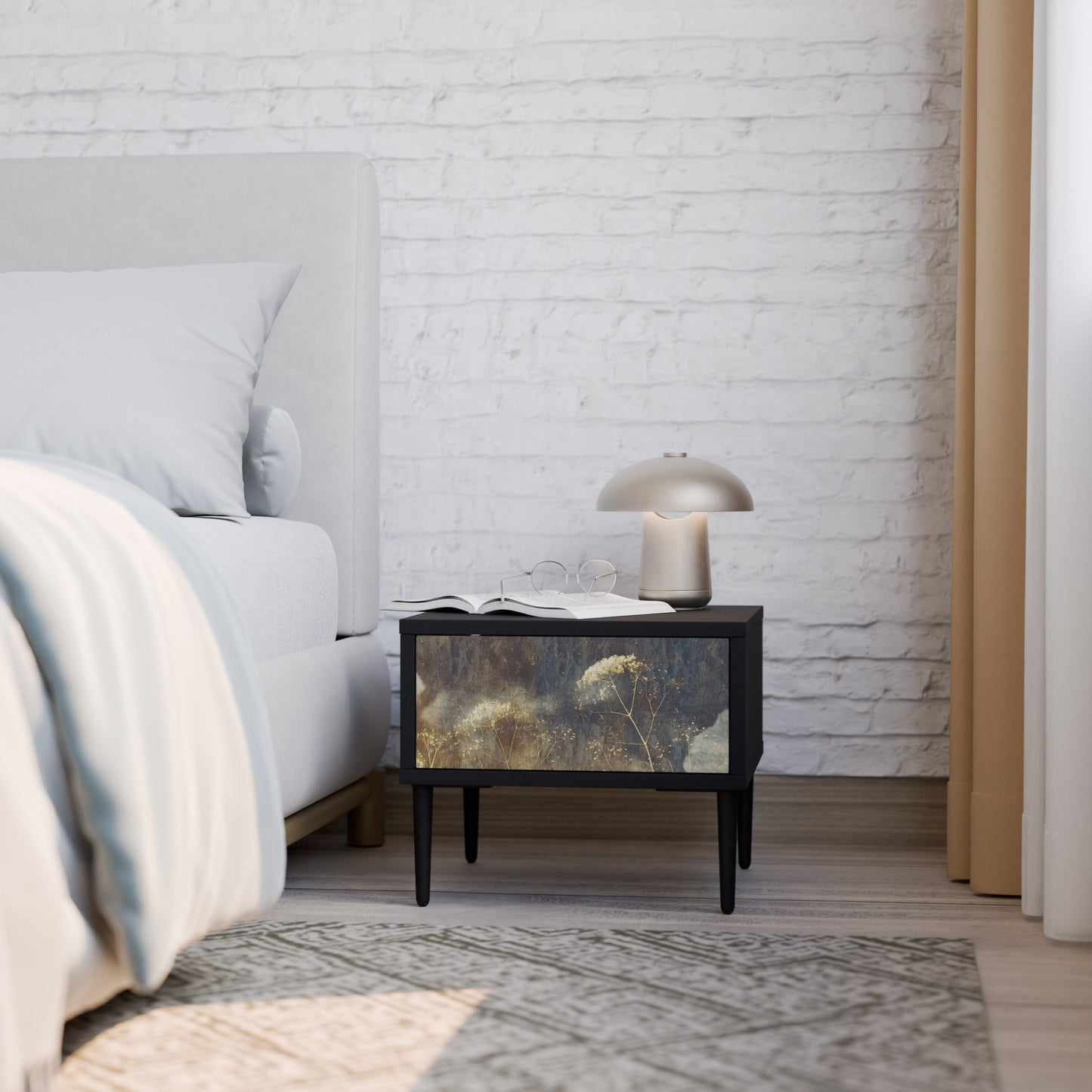 GENTLE POWER Nightstand in Black Finish