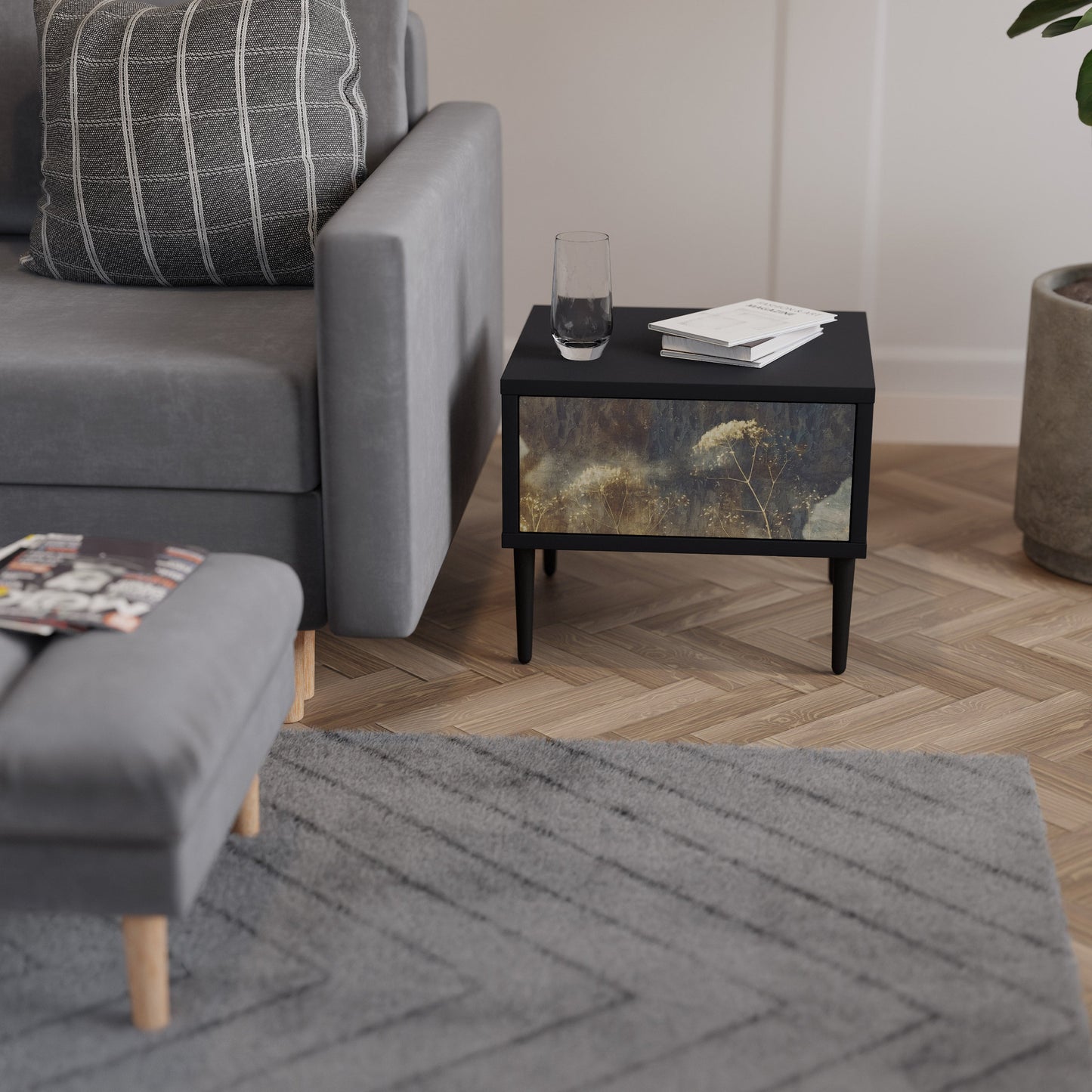 GENTLE POWER Nightstand in Black Finish