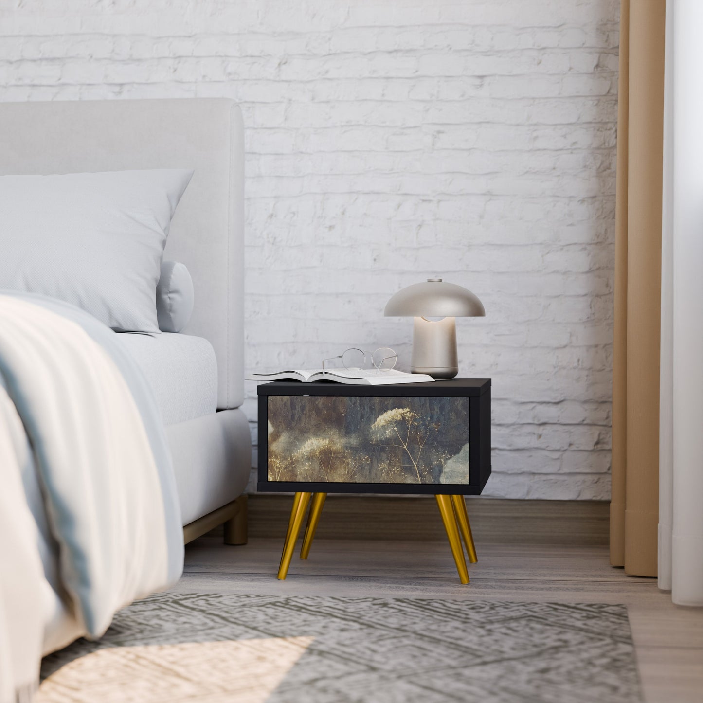 GENTLE POWER Nightstand in Black Finish
