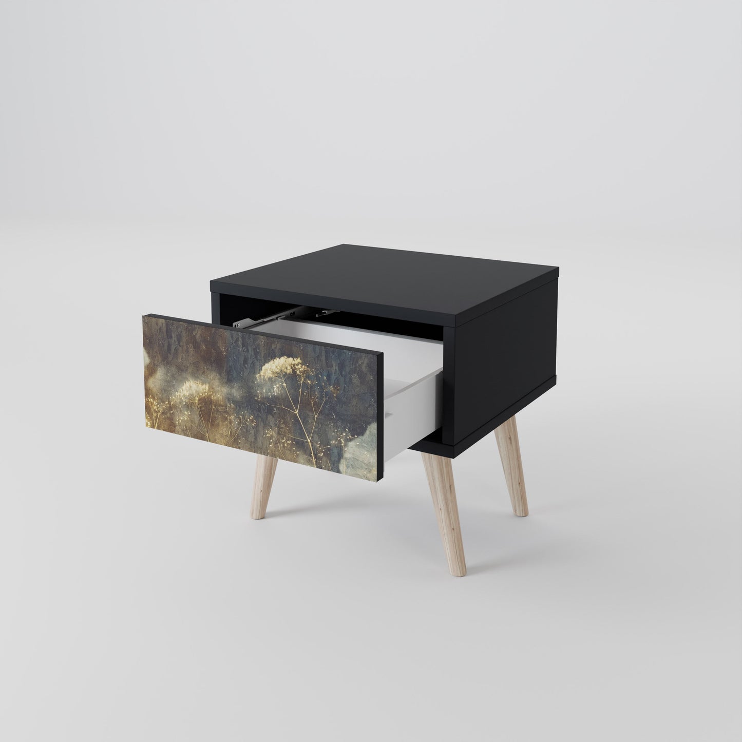 GENTLE POWER Nightstand in Black Finish