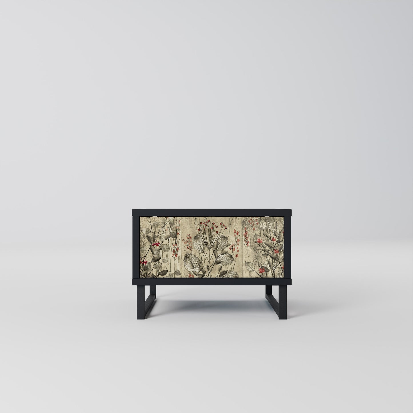 HERBAL GRACE Nightstand in Black Finish