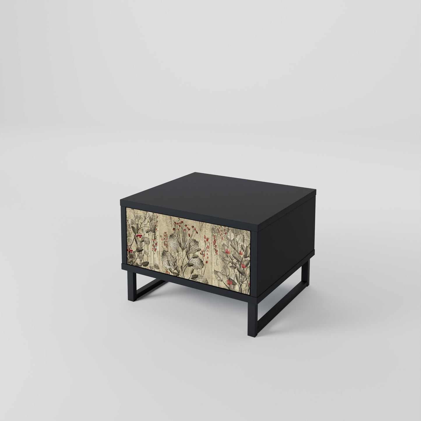 HERBAL GRACE Nightstand in Black Finish