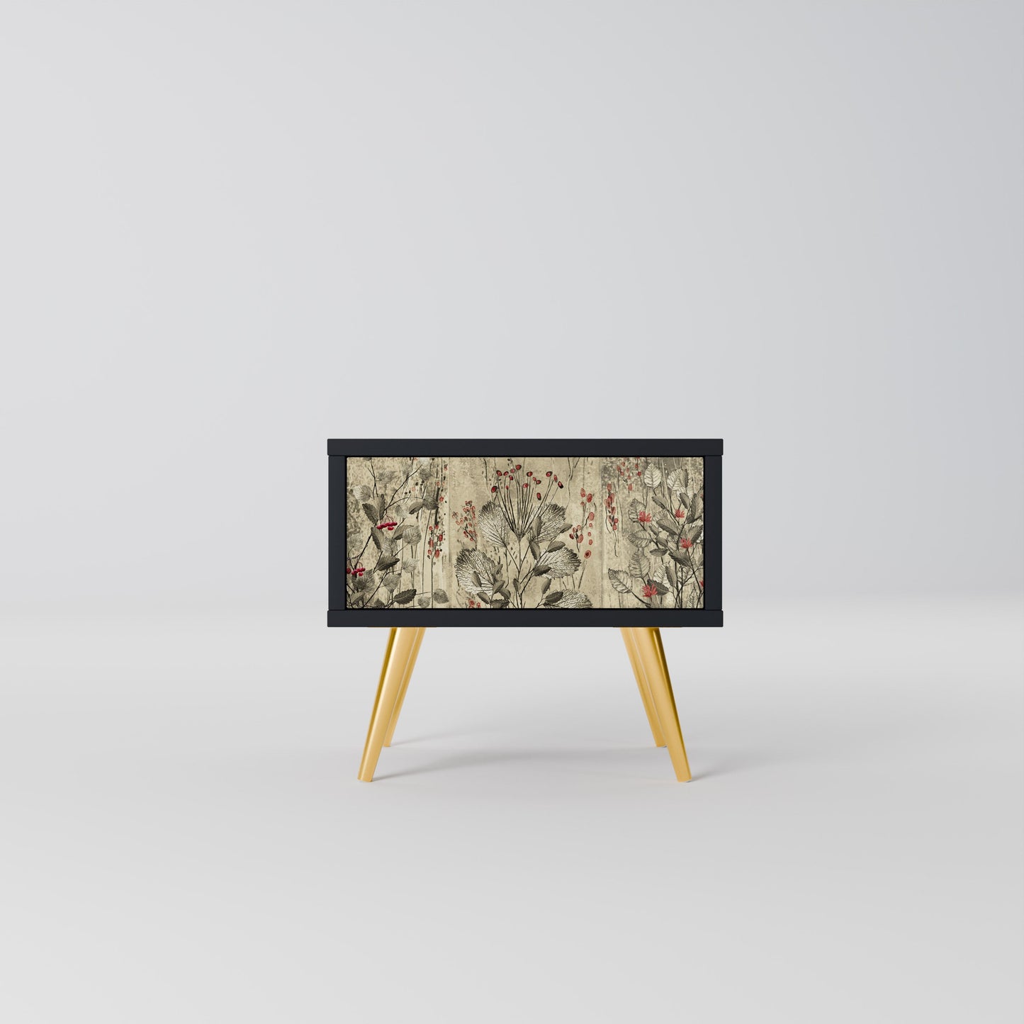 HERBAL GRACE Nightstand in Black Finish