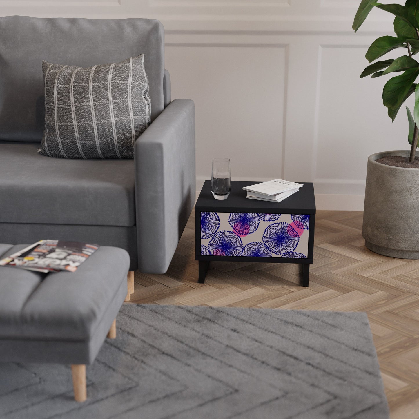 MAGIC NATURE Nightstand in Black Finish