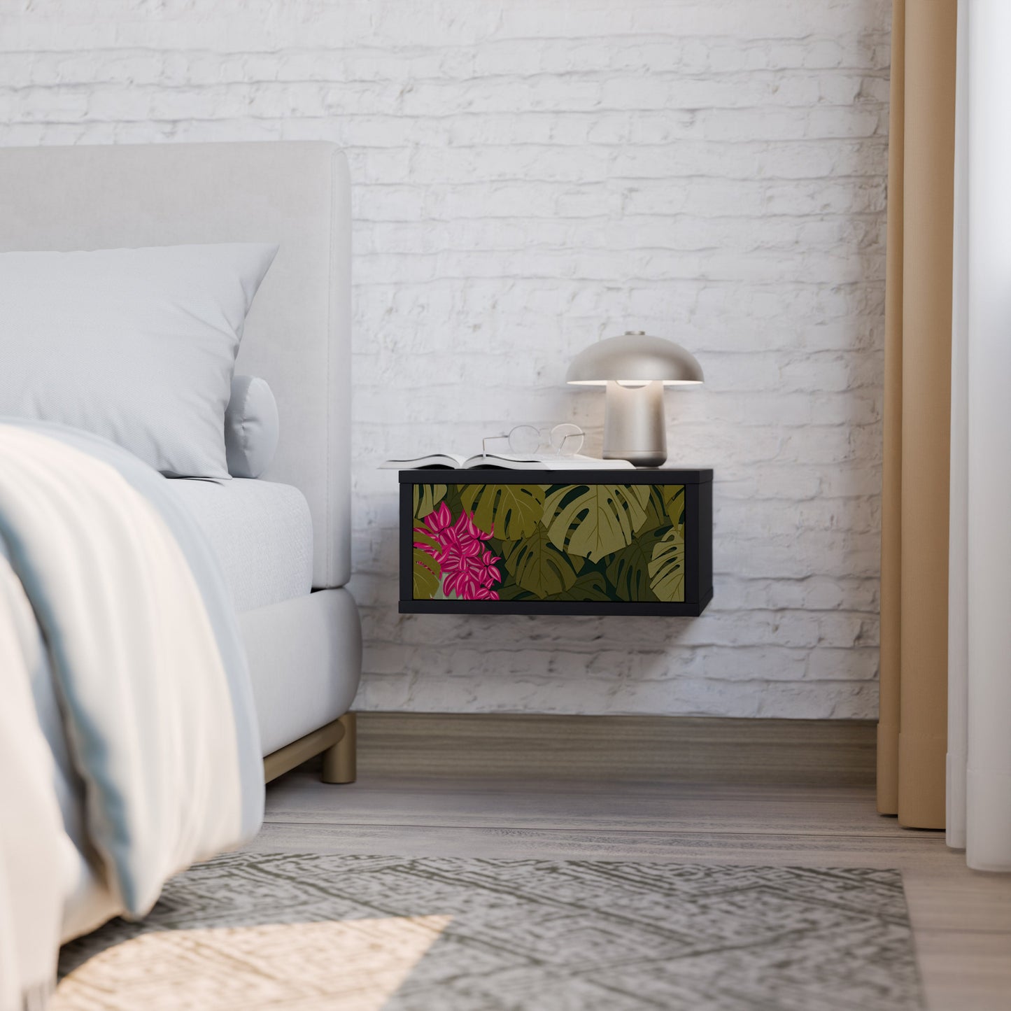 TROPICAL BEAUTY Nightstand in Black Finish