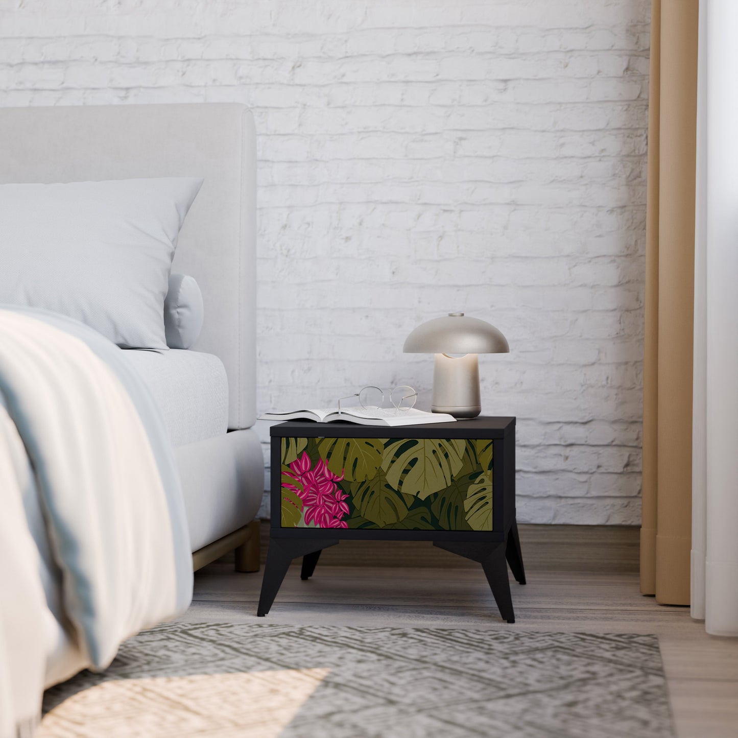 TROPICAL BEAUTY Nightstand in Black Finish
