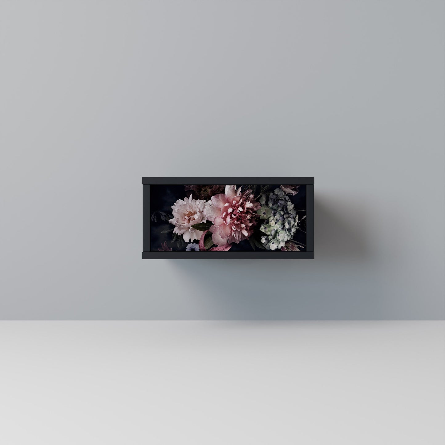 PURE BLOSSOM Nightstand in Black Finish