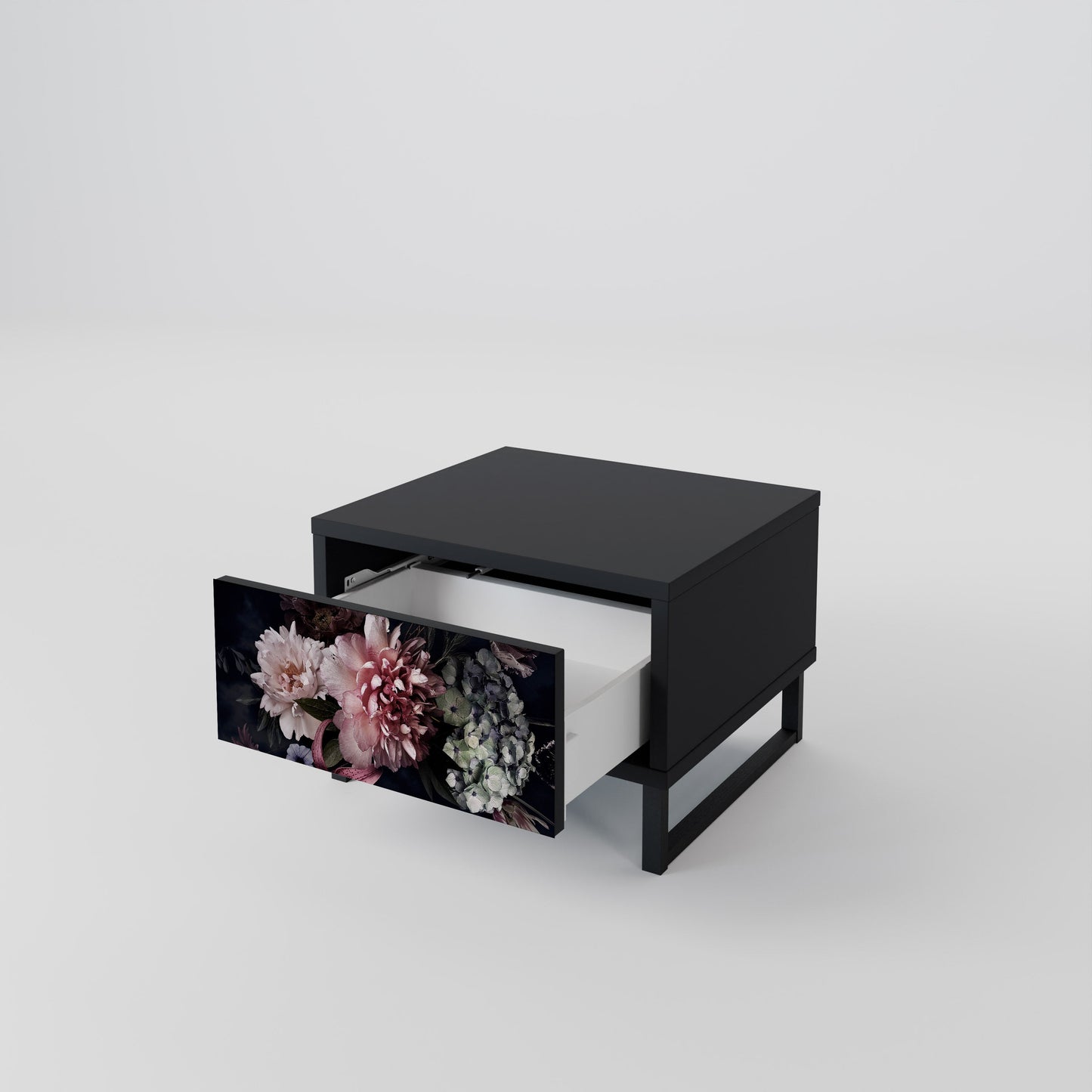 PURE BLOSSOM Nightstand in Black Finish