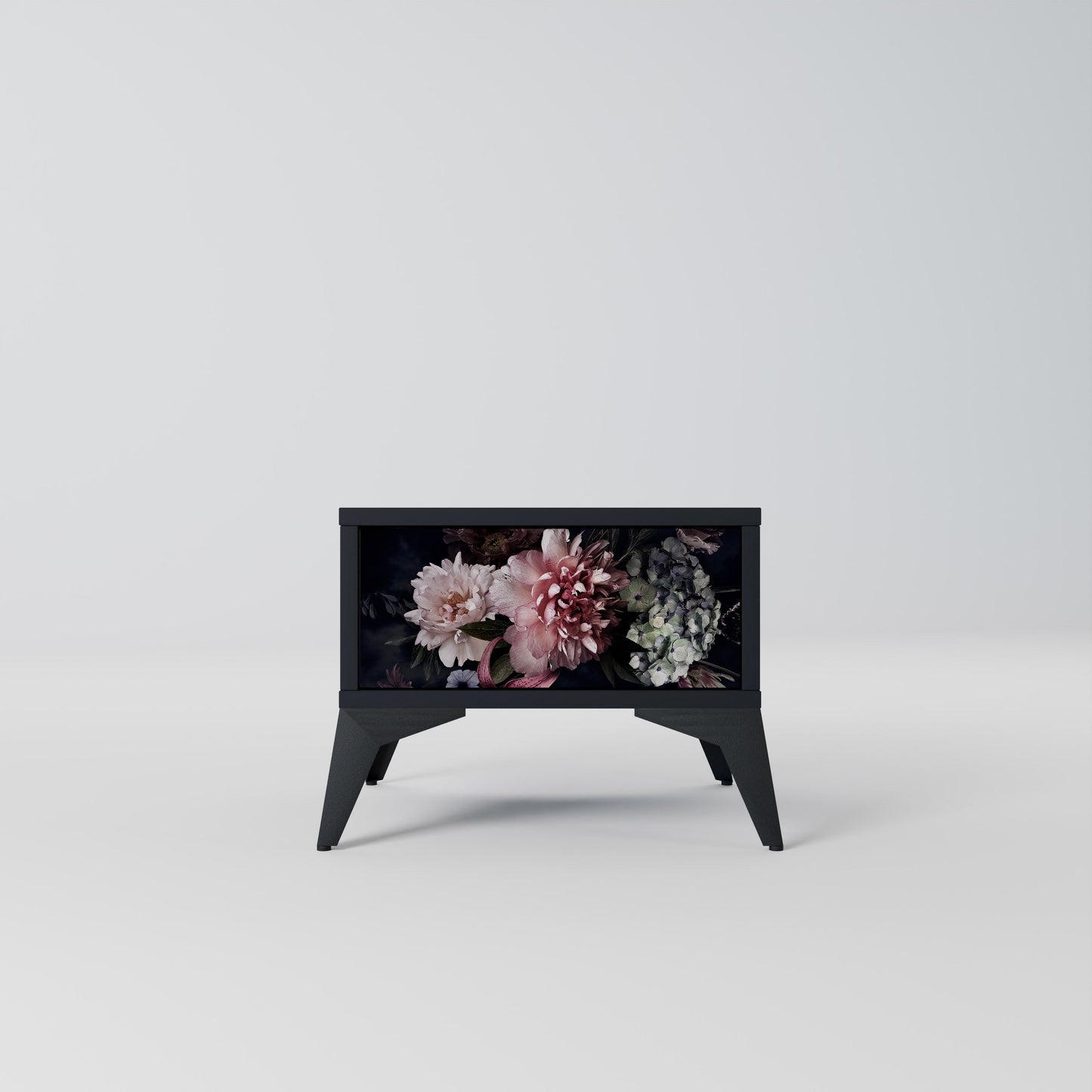 PURE BLOSSOM Nightstand in Black Finish